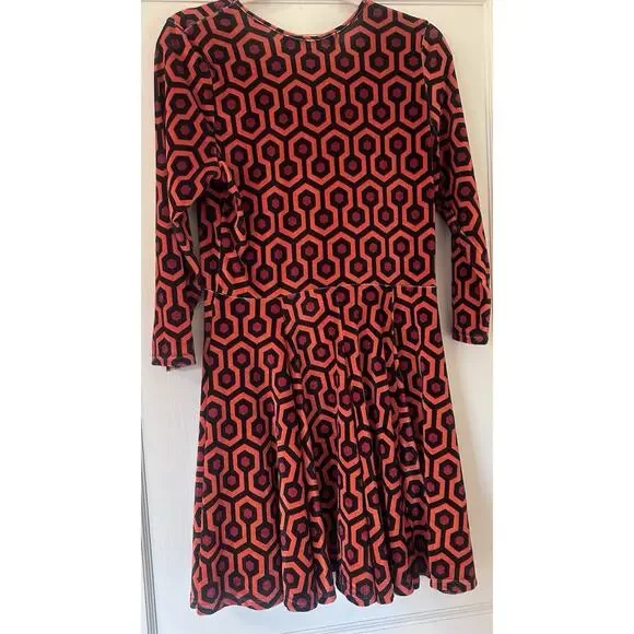 Pinup Couture Velvet Overlook Hotel Skater Dress Hexagon XL Laura Byrnes PUG - Picture 5 of 7